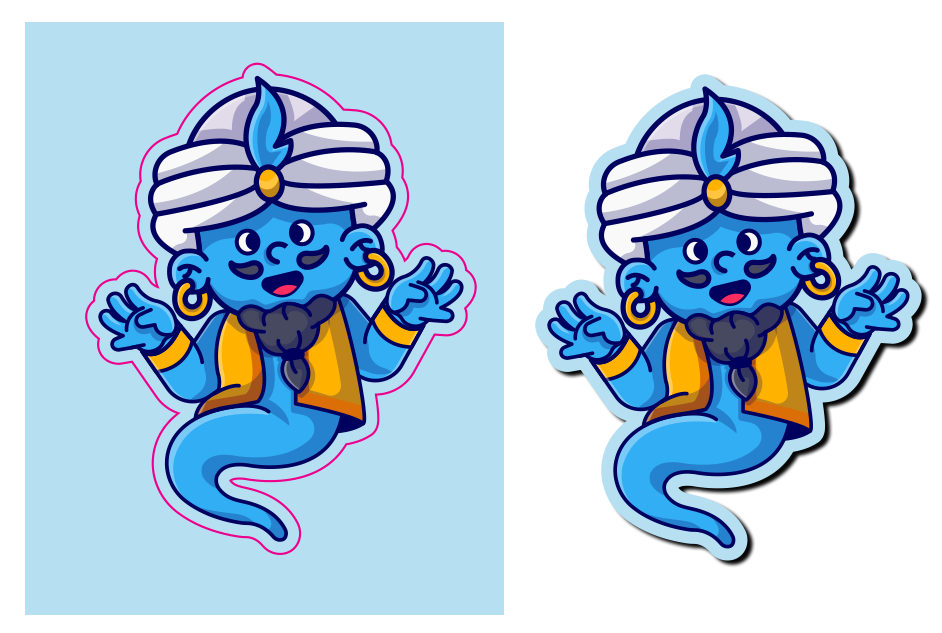 CutContour spot color path around a sticker design