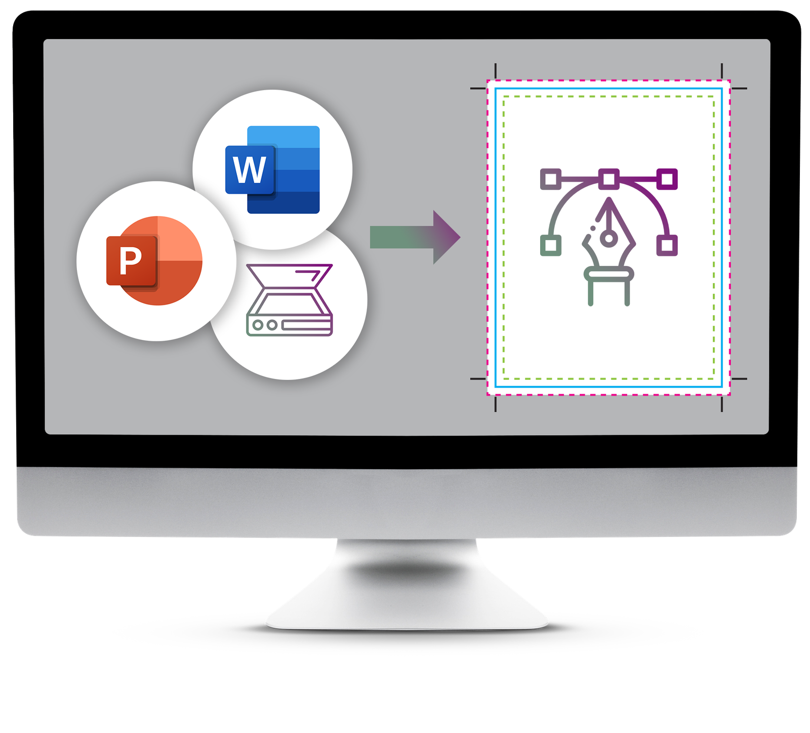 Print file reconstruction: a damaged printed layout rebuilt as a clean, print-ready file