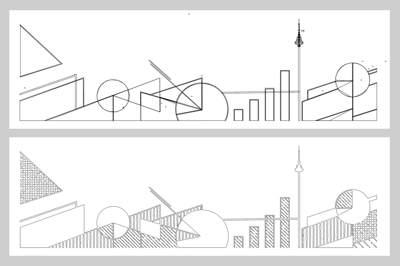 Comparison of the original Illustrator pattern artwork and the rebuilt, cleaned vector elements